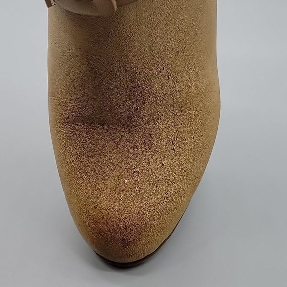 Corkys Women's Sz 8 Midnight Faux Fur Lined Buckle Vegan Ankle Boots Camel Brown - Picture 10 of 10